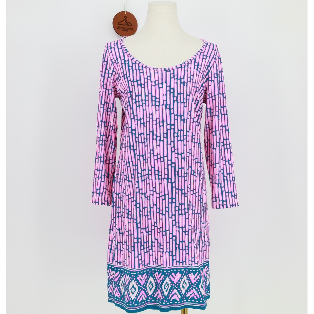 Lilly Pulitzer Beacon Mandevilla Slatehouse Dress Medium Pima Cotton 3/4 Sleeve